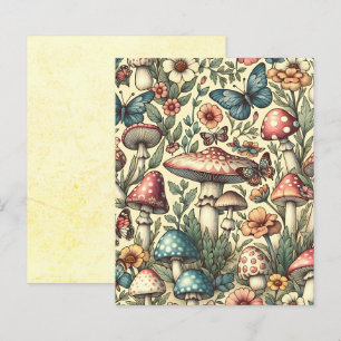 Vintage Mushrooms, Flowers, Butterflies Scrapbook
