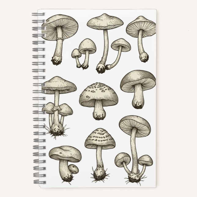 Vintage Mushrooms Notebook (Front)