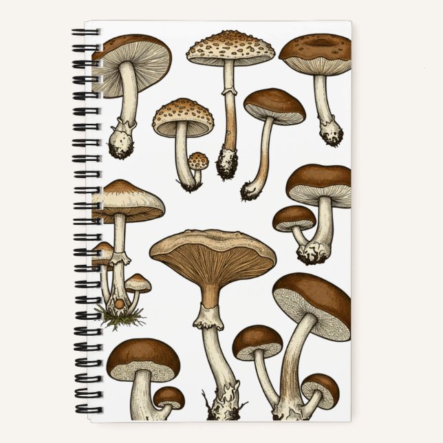 Vintage Mushrooms Notebook (Front)