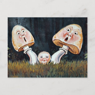 Vintage Mushrooms Postcard