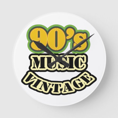 Vintage Music 1990s Art Design Round Clock