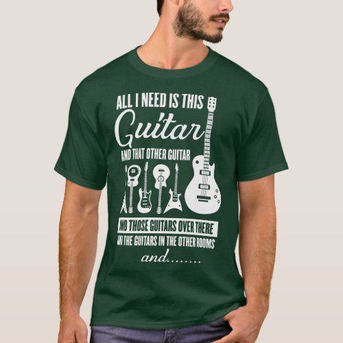 Vintage Music All I Need Funny Guitar Instrument14 T_Shirt