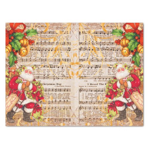 Vintage Music and Santa Claus Christmas Tissue Paper