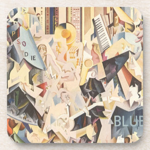Vintage Music, Art Deco Jazz, Rhapsody in Blue Beverage Coaster