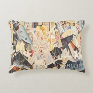 Vintage Music, Art Deco Jazz, Rhapsody in Blue Decorative Pillow