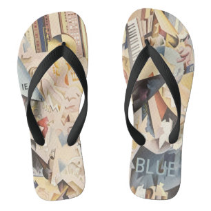 Vintage Music, Art Deco Jazz, Rhapsody in Blue Flip Flops
