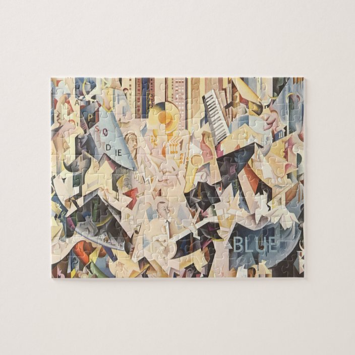 Vintage Music Art Deco Jazz Rhapsody In Blue Jigsaw Puzzle