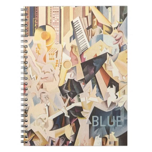 Vintage Music Art Deco Jazz Rhapsody in Blue Notebook