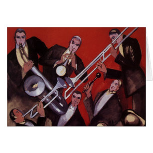 Vintage Music, Art Deco Musical Jazz Band Jamming