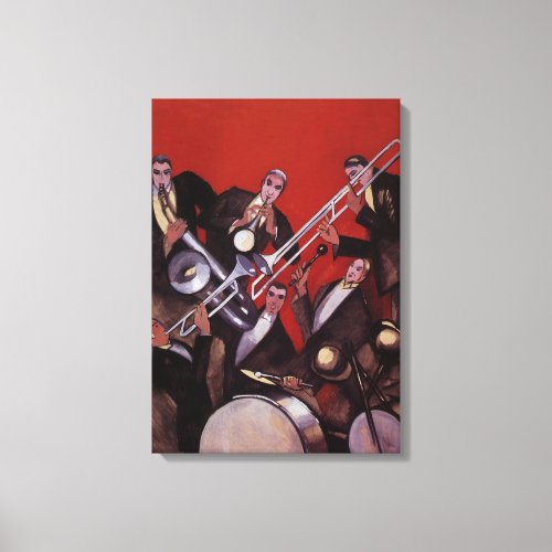 Vintage Music Art Deco Musical Jazz Band Jamming Canvas Print