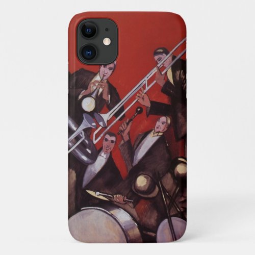 Vintage Music Art Deco Musical Jazz Band Jamming iPhone 11 Case