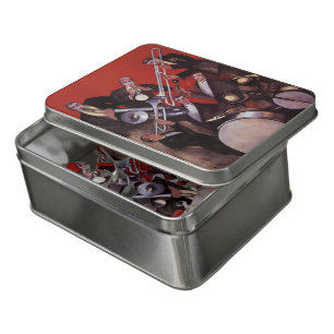 Vintage Music, Art Deco Musical Jazz Band Jamming Jigsaw Puzzle