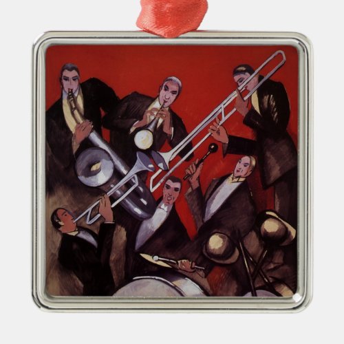 Vintage Music Art Deco Musical Jazz Band Jamming Metal Ornament