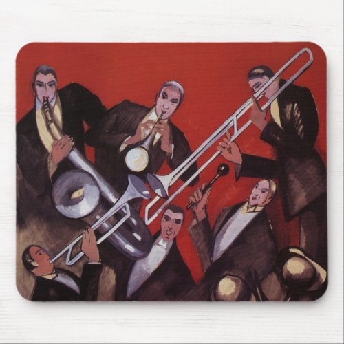 Vintage Music Art Deco Musical Jazz Band Jamming Mouse Pad