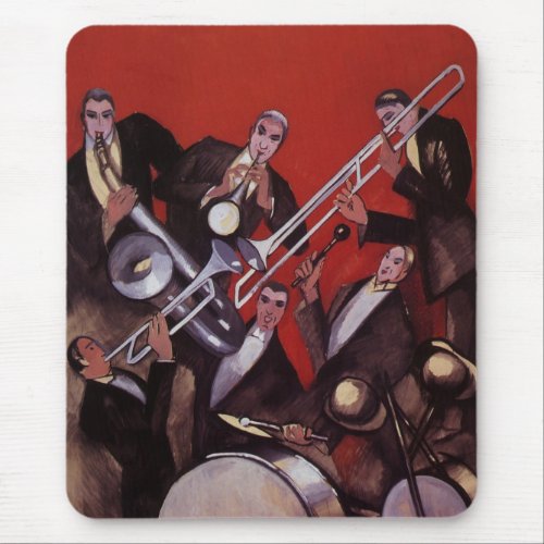 Vintage Music Art Deco Musical Jazz Band Jamming Mouse Pad