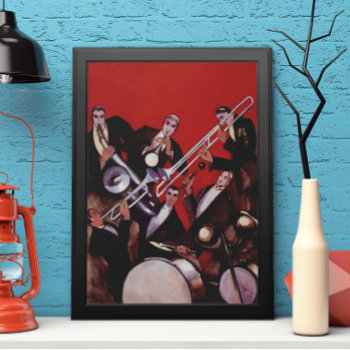 Vintage Music  Art Deco Musical Jazz Band Jamming Poster by YesterdayCafe at Zazzle