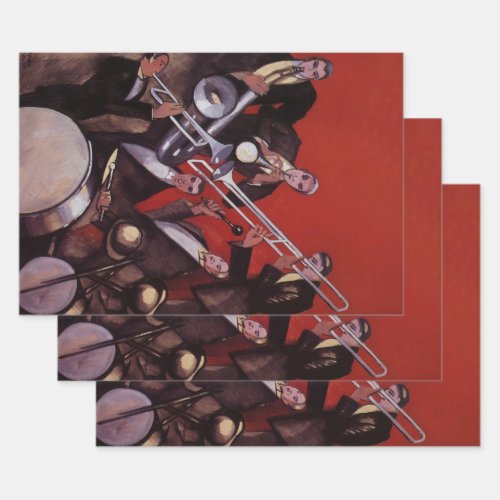 Vintage Music Art Deco Musical Jazz Band Jamming Wrapping Paper Sheets