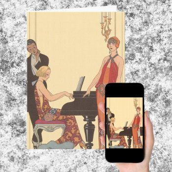 Vintage Music  Art Deco Pianist Musician Singer Card by YesterdayCafe at Zazzle