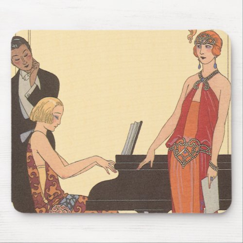 Vintage Music Art Deco Pianist Musician Singer Mouse Pad