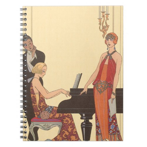 Vintage Music Art Deco Pianist Musician Singer Notebook