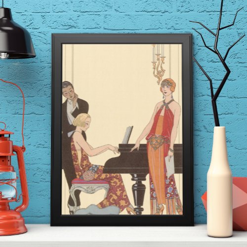 Vintage Music Art Deco Pianist Musician Singer Poster