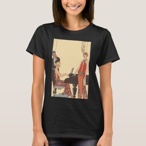 Vintage Music Art Deco Pianist Musician Singer T_Shirt