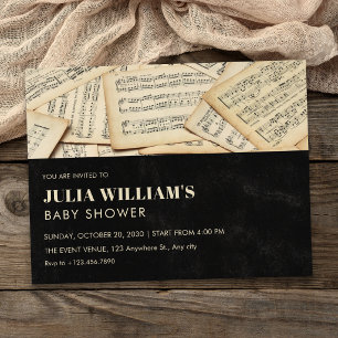 Vintage music baby shower invitation