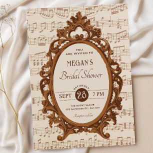 Vintage music baroque bridal shower invitation