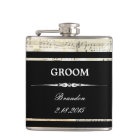 Vintage Music Black GROOM Wedding Flask