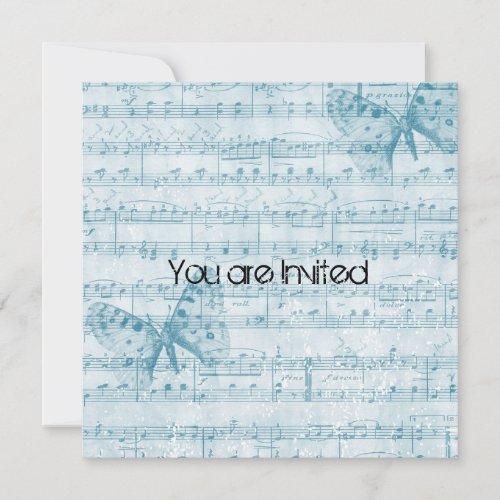 Vintage Music Butterflies Baby Shower Custom Invites