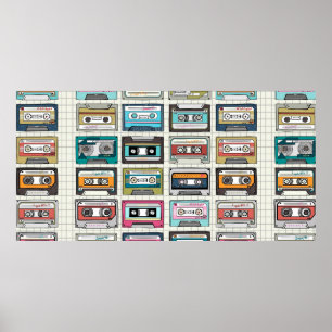 Vintage music cassette design poster