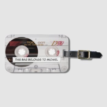 Vintage Music Cassette Mix-tape Retro Old School Luggage Tag by UrHomeNeeds at Zazzle