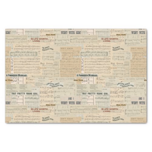 Vintage Music Collage Tissue Paper