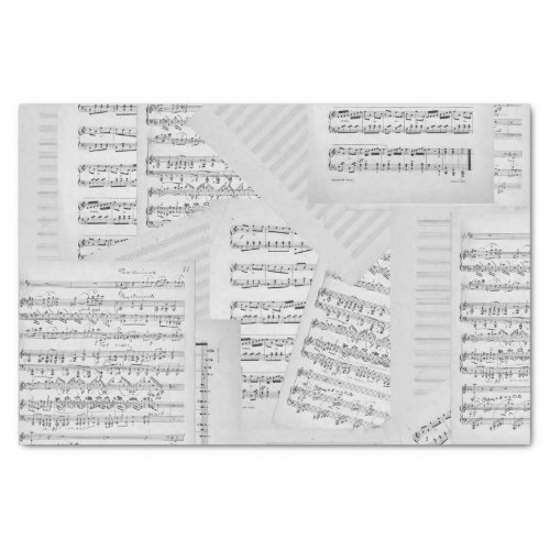 Vintage Music Composition Collage Gray Tissue Paper