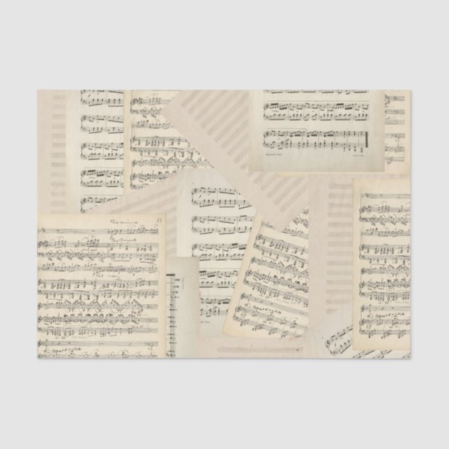Vintage Music Composition Collage Tissue Paper (Front)