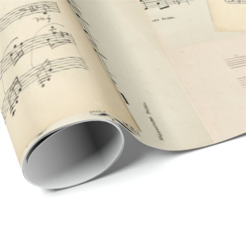 Vintage Music Composition Collage Wrapping Paper