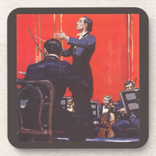Vintage Music Conducting an Orchestra Beverage Coaster