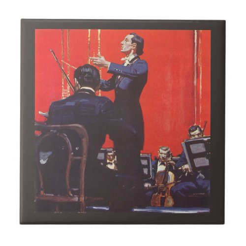 Vintage Music Conducting an Orchestra Ceramic Tile