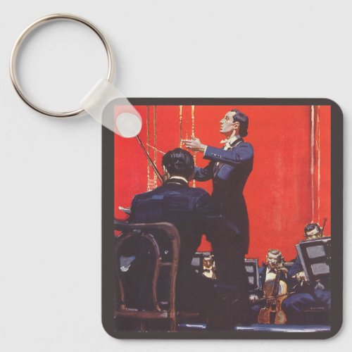 Vintage Music Conducting an Orchestra Keychain