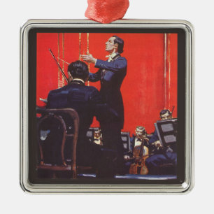 Vintage Music, Conducting an Orchestra Metal Ornament