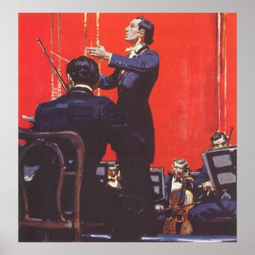 Vintage Music Conducting an Orchestra Poster