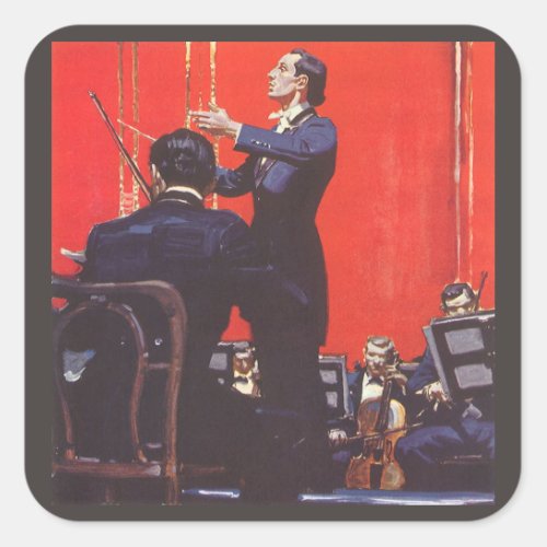 Vintage Music Conducting an Orchestra Square Sticker