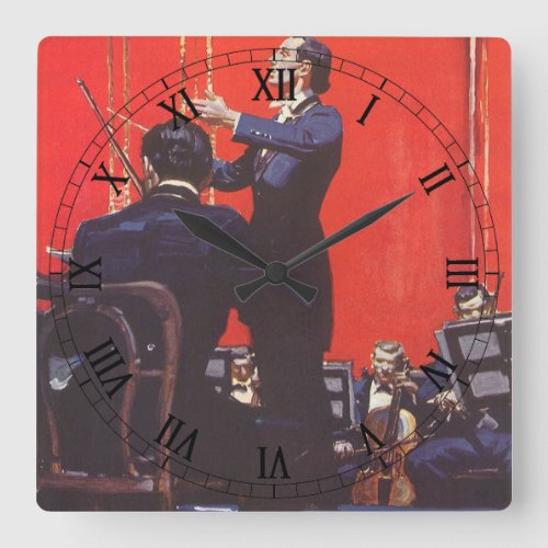Vintage Music Conducting an Orchestra Square Wall Clock