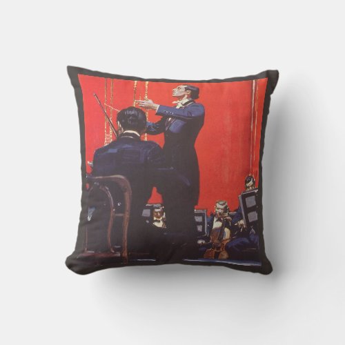 Vintage Music Conducting an Orchestra Throw Pillow