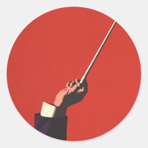 Vintage Music Conductors Hand Holding a Baton Classic Round Sticker