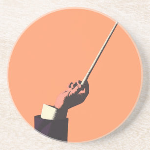 Vintage Music, Conductor's Hand Holding a Baton Drink Coaster