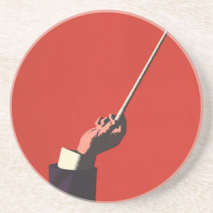 Vintage Music, Conductor's Hand Holding a Baton Drink Coaster