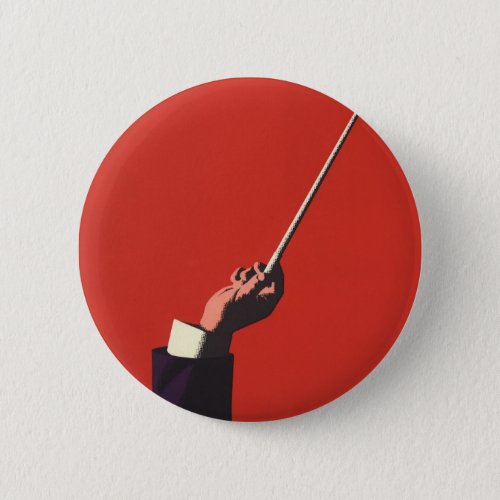 Vintage Music Conductors Hand Holding a Baton Pinback Button