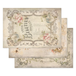 Vintage Music Cover Floral Ephemera Decoupage Wrapping Paper Sheets