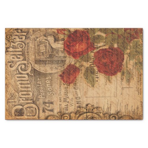 Vintage Music Cover  Rose Shabby Chic Decoupage Tissue Paper